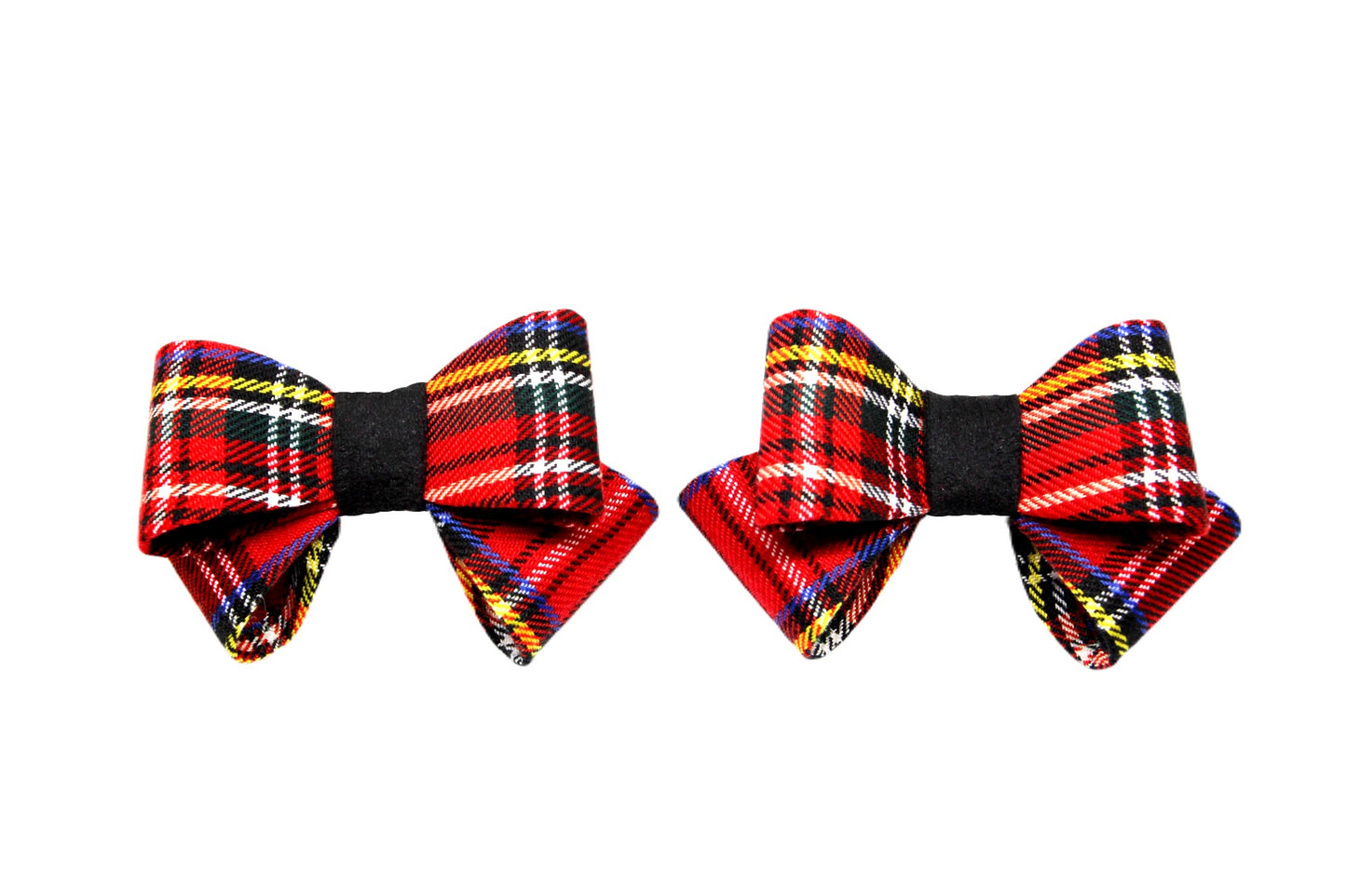 Podwójna kokardka w kolorową kratę (tartan) k11