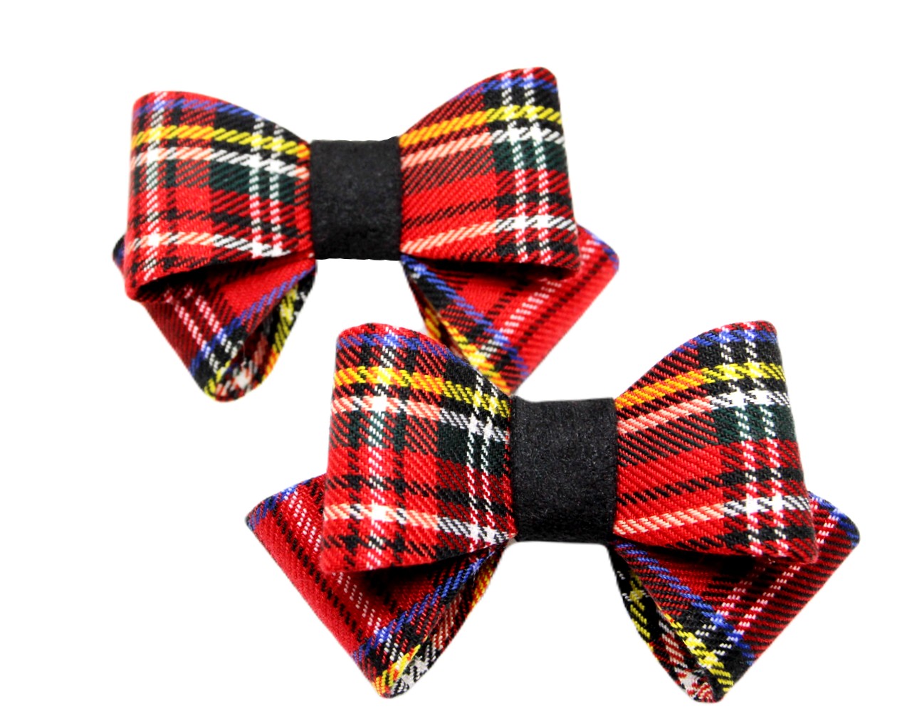 Podwójna kokardka w kolorową kratę (tartan) k11