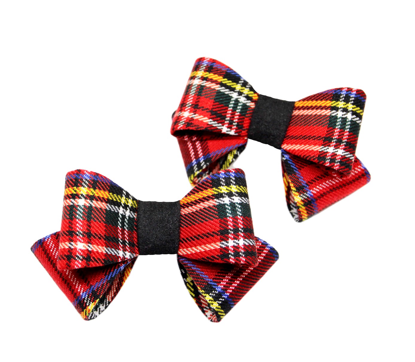 Podwójna kokardka w kolorową kratę (tartan) k11